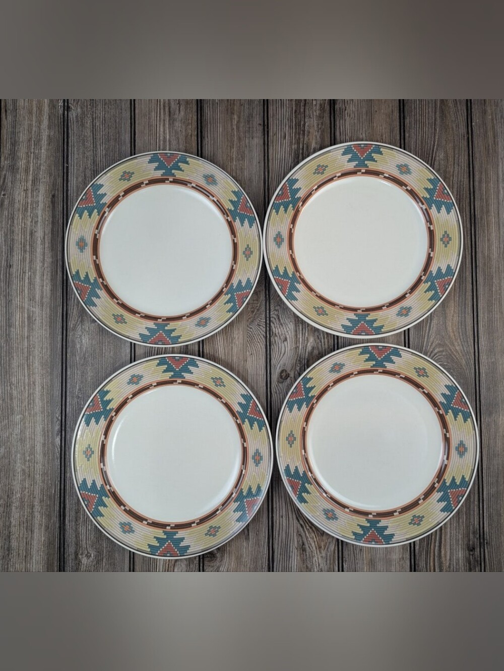 Set of 4 Mikasa Intaglio Cimmaron Dinner Plates 11" CAC69 Southwest Vintage